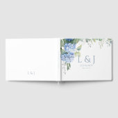 Blue and White Floral Hydrangea Wedding Gästebuch (Voll)