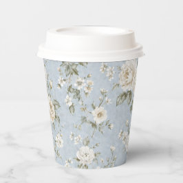 Blue and White Floral Paper Coffee Cup Pappbecher