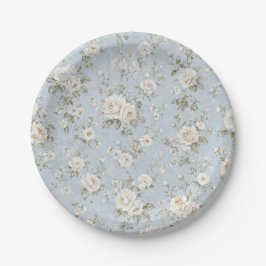 Blue and White Floral Party Paper Plate Pappteller