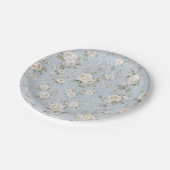 Blue and White Floral Party Paper Plate Pappteller (Schrägansicht)