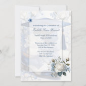Blue and White Floral Photo Graduation Announcemen (Rückseite)