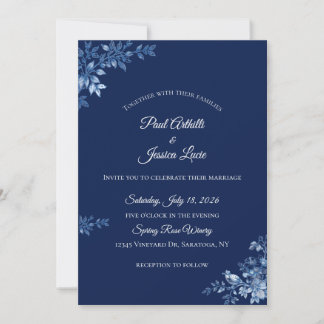 Blue and White Floral Wedding Invitation Einladung
