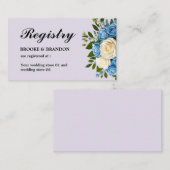 Blue and White Floral Wedding Registry Begleitkarte (Vorne/Hinten)
