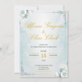 Blue and White Flower Beauty Wedding Invitation Einladung (Vorderseite)