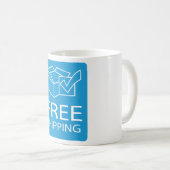 Blue and White Free Shipping Icon Kaffeetasse (VorderseiteRechts)