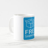 Blue and White Free Shipping Icon Kaffeetasse (Vorderseite Links)
