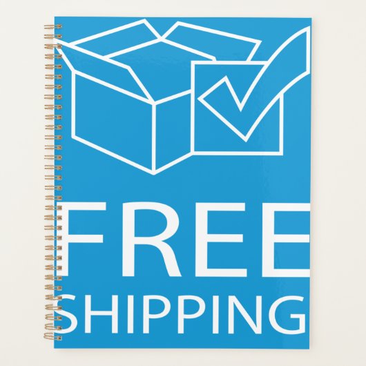 Blue and White Free Shipping Icon Planer (Vorderseite)