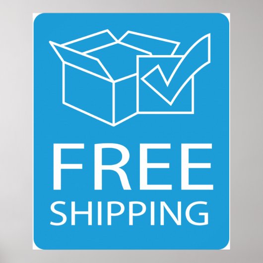Blue and White Free Shipping Icon Poster (Vorne)