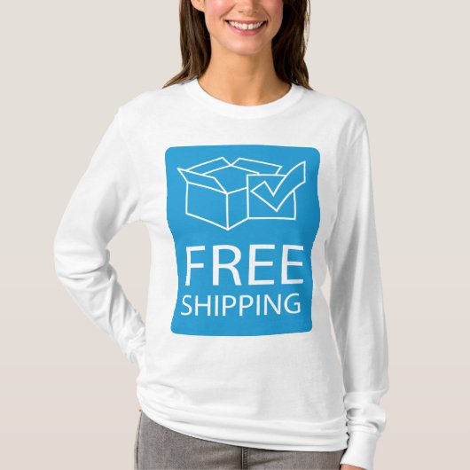 Blue and White Free Shipping Icon T-Shirt (Vorderseite)