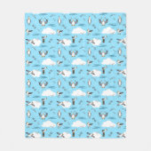 Blue and White Fun Seagulls Gemustert Beach House Fleecedecke (Vorderseite)