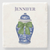 Blue and White Ginger Jar Chinoiserie Steinuntersetzer (Vorderseite)