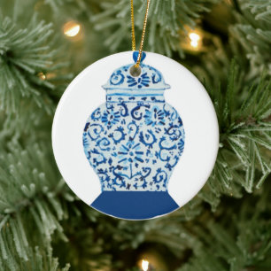 Blue and White Ginger Jar Keramik Ornament