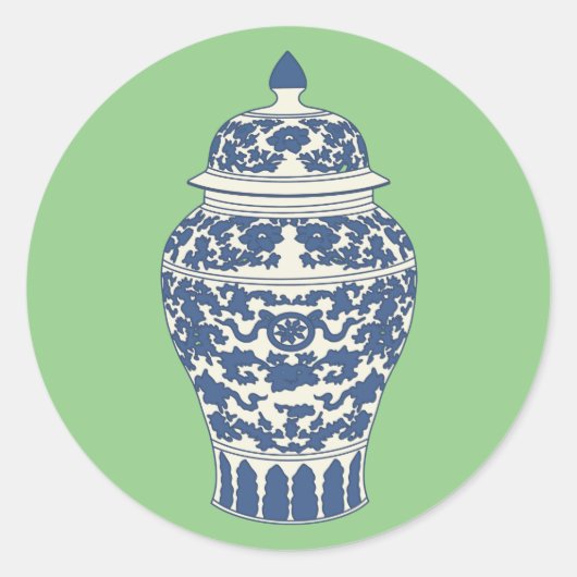Blue and White Ginger Jar Runder Aufkleber (Vorderseite)