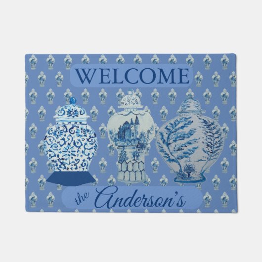 Blue and White Ginger Jars Jar Willkommen Fußmatte (Vorderseite)