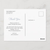 Blue and white Gingham Baby Boy Birth Announcement Postkarte (Rückseite)