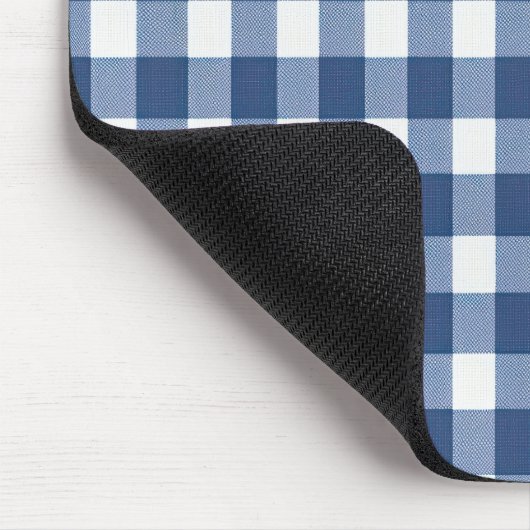 Blue and White Gingham Checked Mousepad (Ecke)