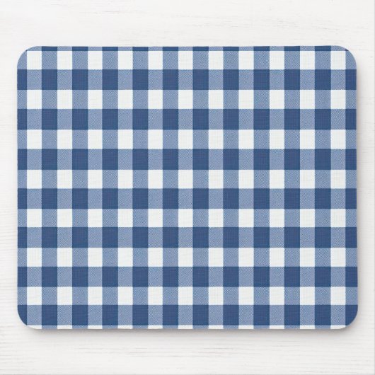 Blue and White Gingham Checked Mousepad (Vorne)