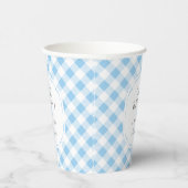 Blue and White Gingham Pattern Oh Baby Boy Dusche Pappbecher (Rechts)
