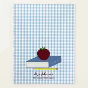 Blue and White Gingham Teacher Planer