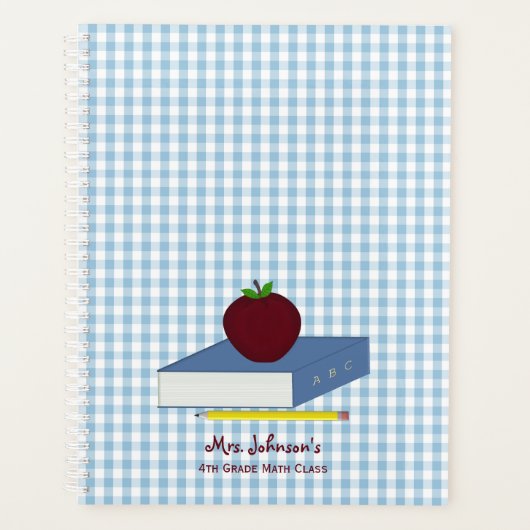Blue and White Gingham Teacher Planer (Vorderseite)