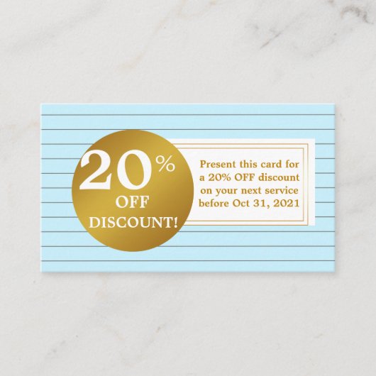 Blue and White Gold Label Discount Coupon Card (Vorderseite)