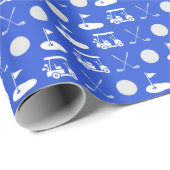 Blue and White Golf Balls, Carles & Clubs Geschenkpapier (Rolleneckpunkt)