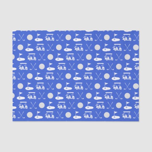 Blue and White Golf Icons Seidenpapier (Vorderseite)