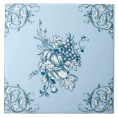 Blue and White Grapes & Fruit Pattern Fliese (Vorderseite)