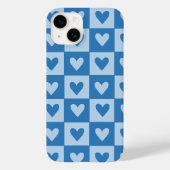 Blue and White Heart Checkered Phone Case (Rückseite)