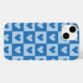 Blue and White Heart Checkered Phone Case (Rückseite (Horizontal))