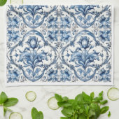 Blue and White Holland Tile 2 Geschirrtuch (Gefaltet)