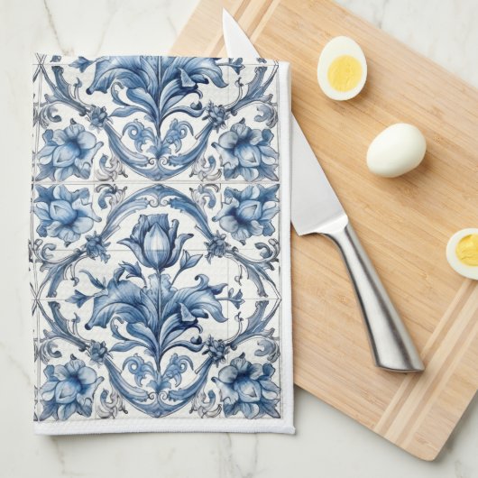 Blue and White Holland Tile 2 Geschirrtuch (Viertel Falte)