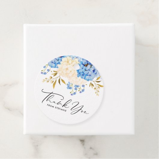 Blue and White Hydrangeas Baby Dusche Vielen Dank Geschenkanhänger (Beispiel)