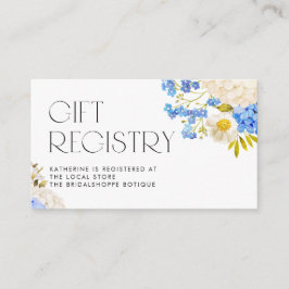 Blue and White Hydrangeas Baby Showregister Begleitkarte