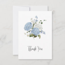 Blue and White Hydrangeas Floral Wedding Thank You Dankeskarte