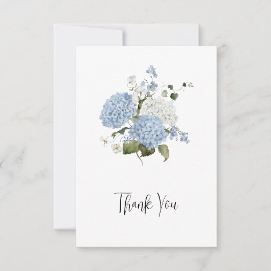 Blue and White Hydrangeas Floral Wedding Thank You Dankeskarte (Vorderseite)