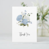 Blue and White Hydrangeas Floral Wedding Thank You Dankeskarte (Stehend Vorderseite)