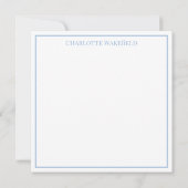 Blue and White Hydrangeas on Stripes Monogram Mitteilungskarte (Rückseite)