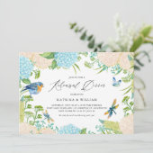 Blue and White Hydrangeas Probe Dinner Einladung (Stehend Vorderseite)