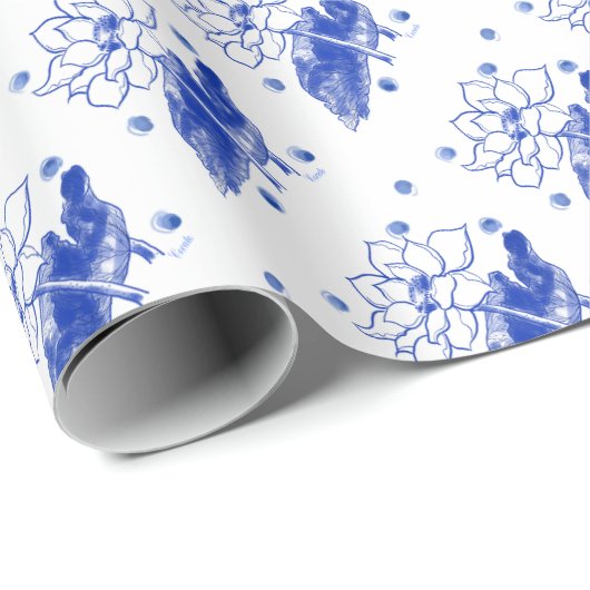 Blue and White Japanese traditional Geschenkpapier (Rolleneckpunkt)