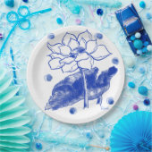 blue and white　Japanese traditional　plate 紙皿 大 Pappteller (Party)