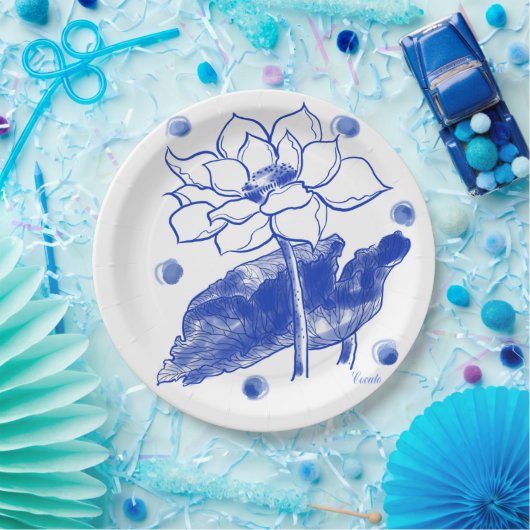 blue and white Japanese traditional plate 紙皿 大 Pappteller (Party)
