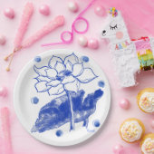 blue and white　Japanese traditional　plate 紙皿 大 Pappteller (Party)