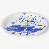 blue and white　Japanese traditional　plate 紙皿 大 Pappteller (Schrägansicht)