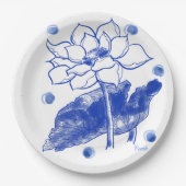 blue and white　Japanese traditional　plate 紙皿 大 Pappteller (Vorderseite)