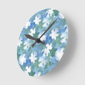 Blue and White Jigsaw Puzzle Piece Clock Runde Wanduhr (Winkel)