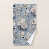 Blue and White Künstlerisch Gold Edge Blume Badhandtuch Set (Handtuch)