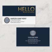 Blue and White Layers Gold Hello Founder CEO Visitenkarte (Vorne/Hinten)