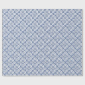 Blue and white leaf motif wrapping paper geschenkpapier (Flach)