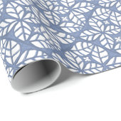 Blue and white leaf motif wrapping paper geschenkpapier (Rolleneckpunkt)